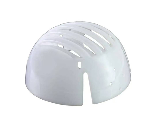 黄色安全帽正面特写，带有反光条标识，白色背景